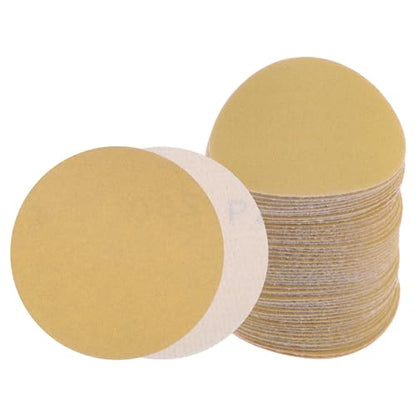 50pcs No Hole Sanding Discs- [ 3 Inch 280 Grit ] Round Hook and Loop Grip Sanding Pads Sheet Sandpaper for Automotive Woodworking Metal Polishing Use| Gold, Aluminum Oxide - size: 280 grit