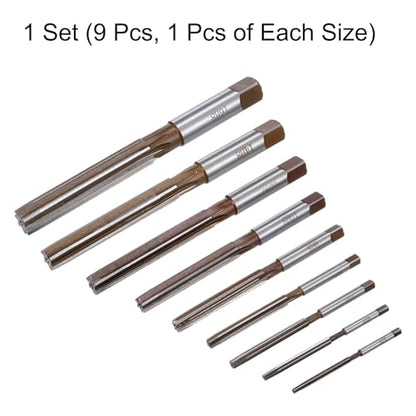 uxcell 9pcs Hand Reamers Set 3mm 4mm 5mm 6mm 8mm 10mm 12mm 14mm 16mm H8 Metric Alloy Steel Reamer Bit Straight Flutes Steel Cutting Tool for Metal Wood Hole Reaming - style: H8