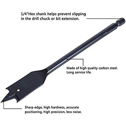 Flat Wood Drill Bit 12mm Carbon Steel Spade Drill Bits for Soft Wood,Hard Wood Plywood,Chipboards - size: 12mm