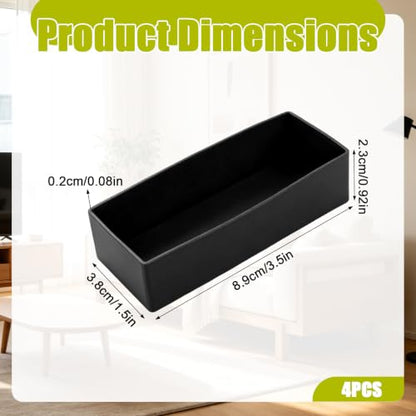 Gosknor 4pcs 2x4 Wood Post End Caps, Rectangle Silicone Leg Covers(Black)