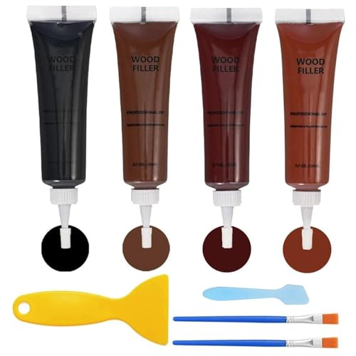 Kenbry Dark Wood Repair Kit, 4 Color Wood Filler for Furniture Scratches - color: 4 Dark Colors