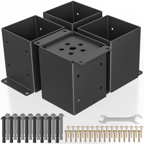 4 PCS Metal 6×6 Post Base, Inner Size 5.6"x5.6" - size: 6 x 6 (4 PCS)