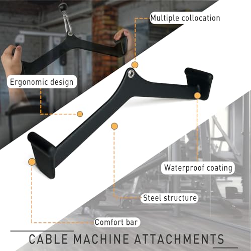 Ergonomic LAT Pull Down Bars, Back and Triceps Strength Training Equipment, LAT Pulldown Attachments, Cable Attachments for Home Gym - color: BT0024