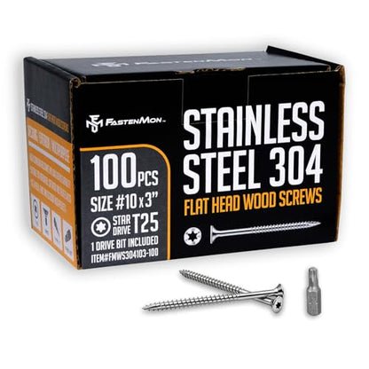 304 Stainless Steel Deck Screws, #10 x 3, 100 PCS - size: #10 x 3", style: 100 PCS