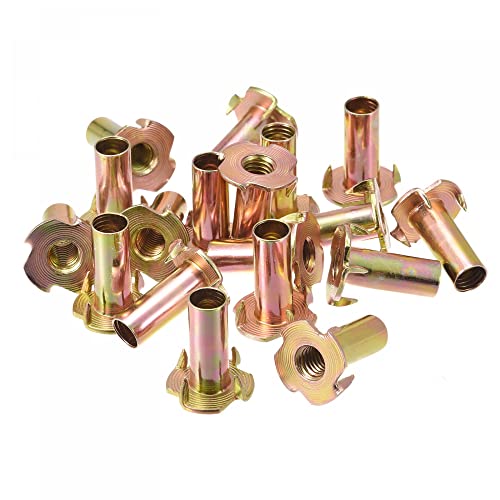 uxcell M8x26mm T-Nuts 4 Pronged Tee Nut Carbon Steel Threaded Inserts for Wood 24pcs - size: M8x26mm