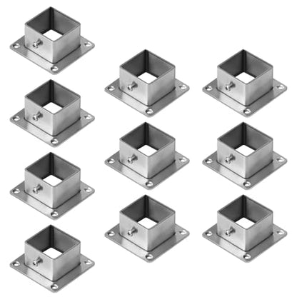 10 PCS 1-1/2" Square Tubing Post Flange Base for Deck Fence