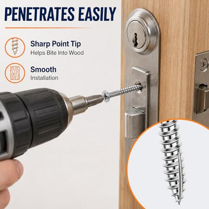 120 Pack #9 Long Satin Nickel Wood Screws Door Hinge Screws, 3 Inch