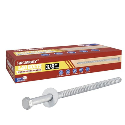 3/8" x 8" Lag Bolts (12 Pcs) Lag Screws for Wood, Hot Dip Galvanized, Hex Head with Washers - size: 3/8" x 8" (12 PCS)