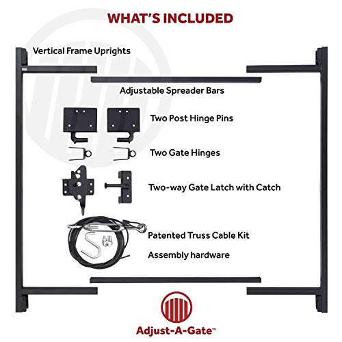 Adjust-A-Gate Steel Frame Anti Sag Adjustable Gate Building Kit with Patented Truss Cable System and Telescoping Bars, 2 Pack - size: 60"-96" wide openings, 3'-4' high