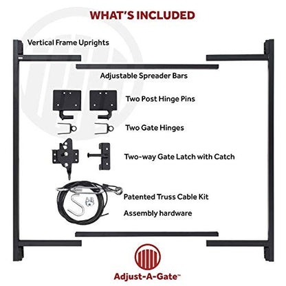 Adjust-A-Gate Steel Frame Anti Sag Adjustable Gate Building Kit with Patented Truss Cable System and Telescoping Bars, 2 Pack - size: 60"-96" wide openings, 3'-4' high