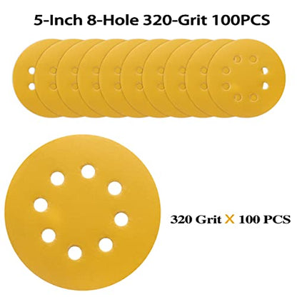 100PCS 5 Inch Sanding Discs 320 Grit Random Orbit Sander Sandpaper - style: Advanced Aluminum Oxide