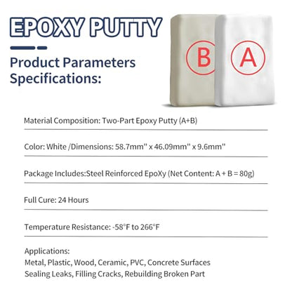 SOPAMI Epoxy Putty Fast Repair Epoxy Clay, High Strength 2 Part 2.82oz/80g