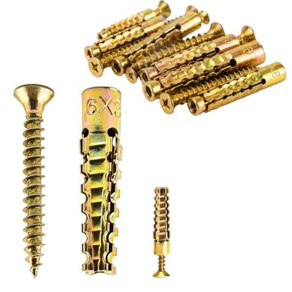 30 Packs Hollow Wall Anchors with Screws – Stripped Hole Fastener Kit for Loose Hinges, Cabinet Doors & Drywall, Metal Anchor Assortment for Hanging Pictures, Shelves & Home Fixtures