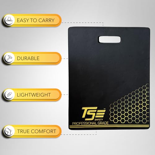 True Flex Protective Kneeling Pad, Premium Quality Neoprene Pad, Heavy Duty Stabilization, Easy to Carry Handle, Comfortable Ergonomic Design Kneeling Mat by TSE Safety,Black 14 inches x 18 inches