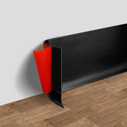 FONUNO Vinyl Wall Base Rubber Baseboard Molding Trim Self Adhesive 6" Wide - color: Black, size: 6in x 40ft