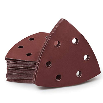 SPEEDWOX 50 Pcs Triangle Sanding Pads Hook and Loop 1000 Grit Oscillating Sanding Pad 90mm 6 Holes Fit 3-1/2 Inches Oscillating Multi Tool Detail Sander Sandpaper Triangle Sanding Discs Sanding Tool - style: 1000 Grit