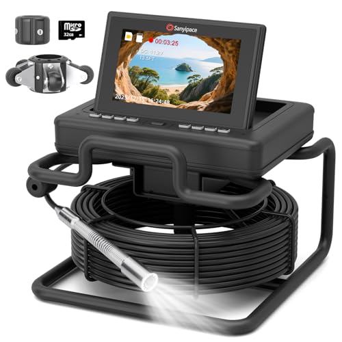Sanyipace Sewer Camera,7" IPS Pop-up Screen,Distance Counter,20X Zoom,66FT - size: 66FT/20M