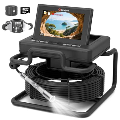 Sanyipace Sewer Camera,7" IPS Pop-up Screen,Distance Counter,20X Zoom,66FT - size: 66FT/20M