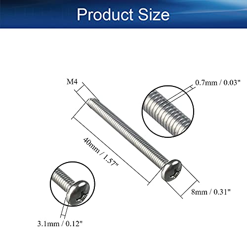 30Pcs M4-0.7 x 40mm Pan Head Phillips Machine Screws - size: M4 x 40mm