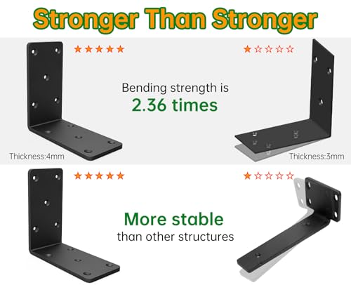 5x5x2.5“ Heavy Duty L Brackets , 4mm Thick Angle Bracket (8PCS) - size: 8 Pack