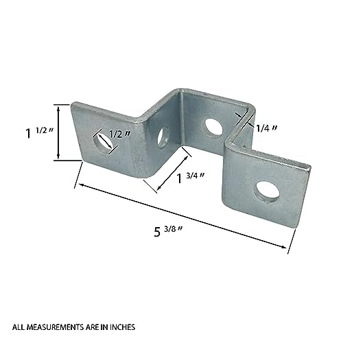 2 Pack - 5 Hole, U Shaped Connector Bracket for All 1-5/8" Strut Channel - Heavy Duty, Electro-Galvanized (2)