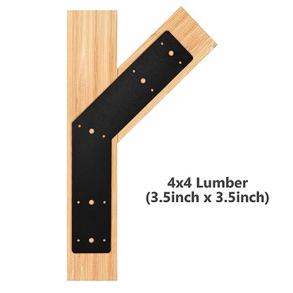 Sihnman 135 Degree Angle Bracket (2 pc) Powder Coated 3mm Structure Steel Plate for Pergola, Truss, and Frame as Joining Plate, Mending Plate, Gable Plate, and Corner Bracket.,black (135angleplate)