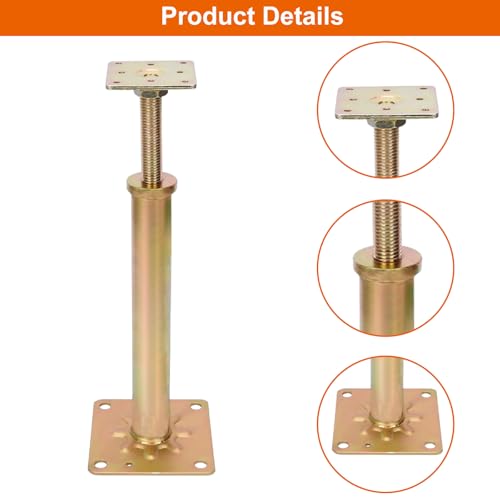 4 Pcs Adjustable Floor Jack House Floor Jacks Post Pole Galvanized House Jacks for Leveling, 11" - 16" Height Range, Load 6500-8850 Lbs Each, Telescoping Jack for Temporary Support - size: 11-16 inch
