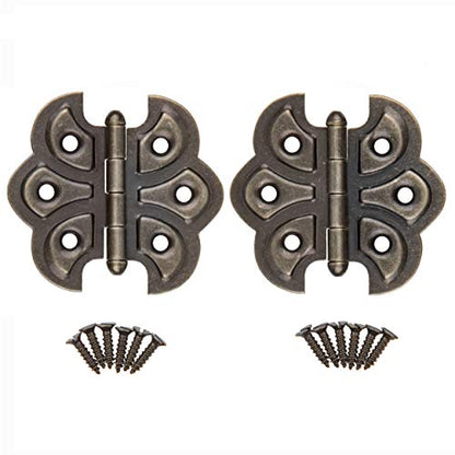 Antique Brass Plated Butterfly Hinges - Pack of 2 - Surface Mount Cabinet Door Hinges - Furniture Hardware - UA-260-HAB - color: Antique Brass