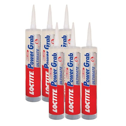 Loctite Power Grab Ultimate Crystal Clear Construction Adhesive, 9 fl oz Cartridge, 6 Pack - Versatile Construction Glue for Glass, Wood, Metal & More - size: 6 Pack