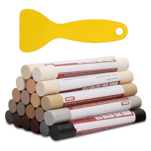 Wood Filler Sticks 20 Colors Repair Wax Sticks Kit Furniture Touch Up Crayons for Repairing Scratches Holes Cracks Wood Floor Tables Cabinets Doors Hardwood(Common Series) - color: Common Series