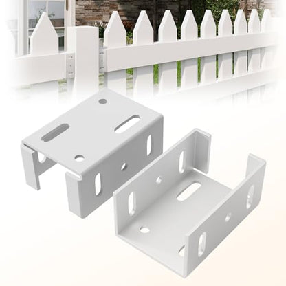 Aluminum Fence Bracket for Vinyl Fencing,Fence Bracket Used for Connecting Panel to Post,Vinyl Fence Brackets Fit 2.75in Rails,Heavy Duty Metal Fence Brackets Parts(2Pcs & 20screws） - color: 2 brackets & 20 screws