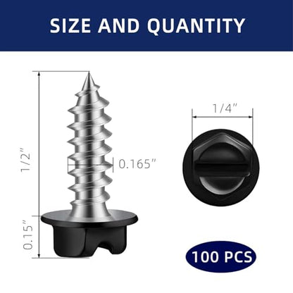 #8 x 1/2" Black Painted Hex Washer Head Self Tapping Screws, Self Piercing Gutter Screws, Socket Bit Included, 100 PCS - color: Black, size: #8 x 1/2"