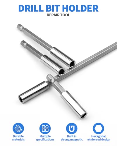 8 PCS Drill Bit Extension, 1/4" Hex Shank Magnetic Drill Extension Bit Holders, S2 Steel Impact Drill Bit Extender (2 Inch,3 Inch, 4 Inch, 6 Inch) for DIY, Automotive; Repair Work