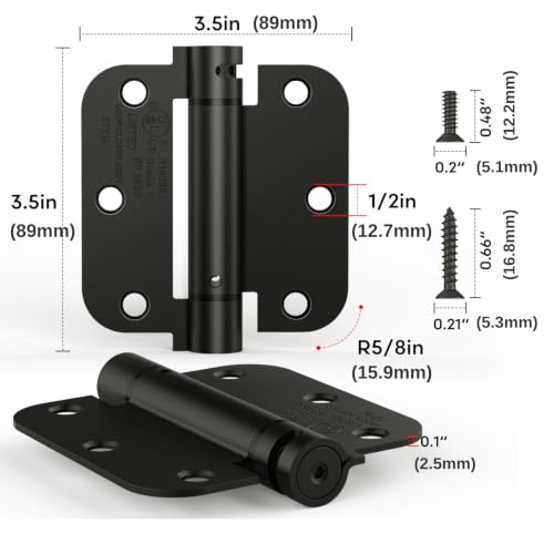 2 Pack 3.5 Inch Self Closing Door Hinges, Gloss Black - color: 3.5" - Gloss Black