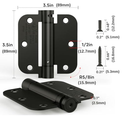 2 Pack 3.5 Inch Self Closing Door Hinges, Gloss Black - color: 3.5" - Gloss Black