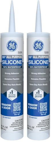 GE Silicone Caulk, 100% Waterproof, Clear | Pack of 2 | 10 oz Cartridge | Stronger Adhesion | Freeze & Sun Proof - size: 2 Pack, style: Clear