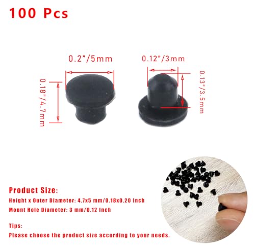 100PCS 3mm Plastic Hole Plugs Round Button Plugs Panel Hole Plug - color: Black, size: 0.12 inch