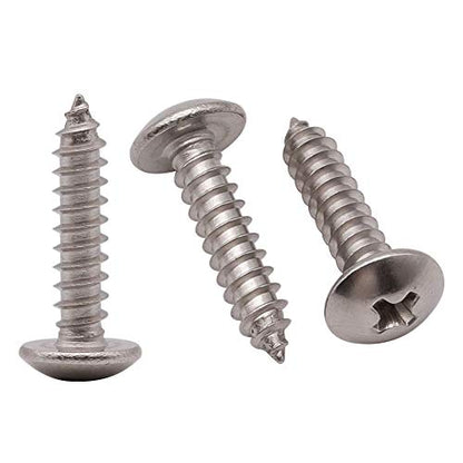 #14 x 5/8" Stainless Steel Truss Head Self Tapping Screws, 304 SS (18-8), Phillips Drive, Corrosion Resistant Screws for Wood, Metal & Sheet Metal Projects, 50 Pack - size: #14 x 5/8"