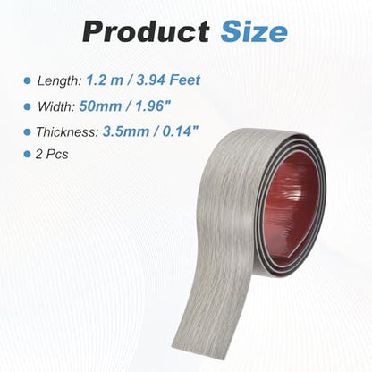 2Pcs Floor Transition Strip 3.94ftx2 PVC Vinyl Tile Edge Trim - color: Light Grey Grain