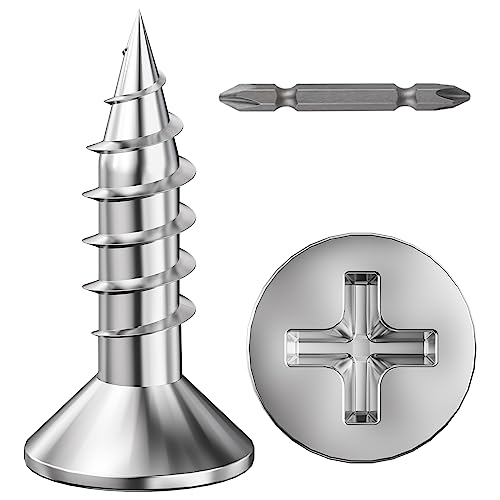 Wensilon (700Pcs) #6x5/8 Wood Screw Quick Metal Self Tapping Flat Head 304 Stainless Steel - color: Silver, size: #6x5/8
