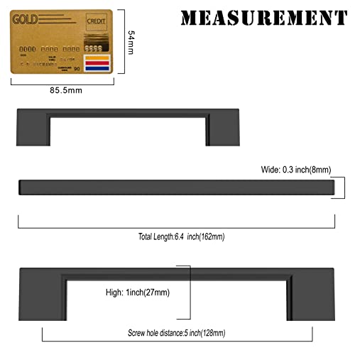 Amerdeco 10 Pack Matte Black Cabinet Pulls 5" - color: Matte Black, size: 5" hole center