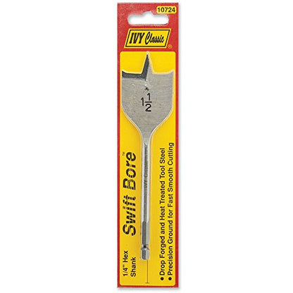 IVY Classic 10724 1-1/2 x 6-Inch Swift Bore® Wood Spade Bit, High-Carbon Steel, 1/Card - size: 1-1/2 x 6"