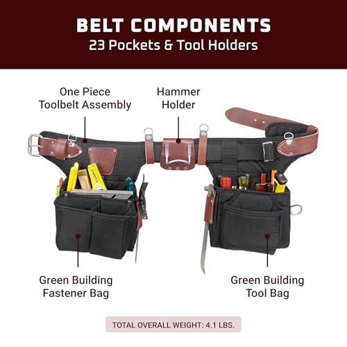 Occidental Leather Adjust-to-Fit Finisher Tool Belt Set - 23 Pockets & Tool Holders - Made in USA