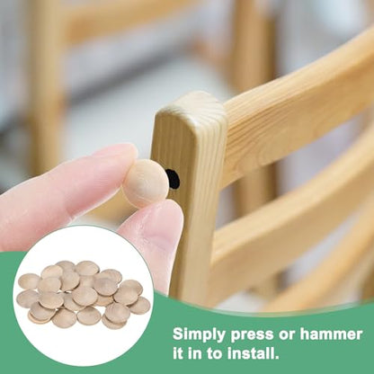 M METERXITY 25-Pack Wood Plugs for Screw Holes, 45 x 40mm Beech Button Wood Top Plugs for Furniture/Stair/Chair/Craft, Flat Head Decorative Wooden Cover - size: 45x40mm