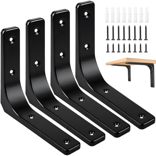 4 x 4 Inch Metal Shelf Bracket, Heavy Duty Shelf Support Bracket - size: 4 x 4 Inch (4 PCS)
