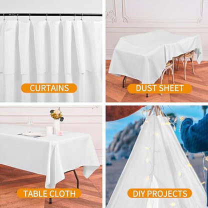 4 Pack White Waterproof Polyester Drop Cloths, 4 X 15 FT - color: White, size: 4 x 15 ft