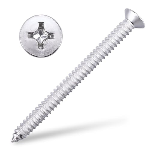 #12 x 2-1/2" (25 pcs) Flat Head Sheet Metal Screws, 304 Stainless Steel (18-8), Phillips Drive, Self Tapping, Corrosion Resistant Screws for Wood, Sheet Metal and More - size: #12 x 2-1/2"