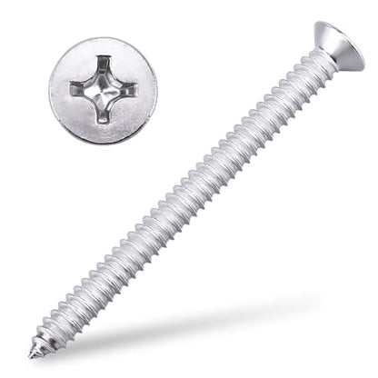 #12 x 2-1/2" (25 pcs) Flat Head Sheet Metal Screws, 304 Stainless Steel (18-8), Phillips Drive, Self Tapping, Corrosion Resistant Screws for Wood, Sheet Metal and More - size: #12 x 2-1/2"