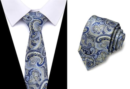 joy alice Tie For Men 6 PCS Necktie Woven Jacquard Neck Ties Set Neck Ties - color: Navyblue Yellow Navyblue Babybluenavyblue Navyblue Black