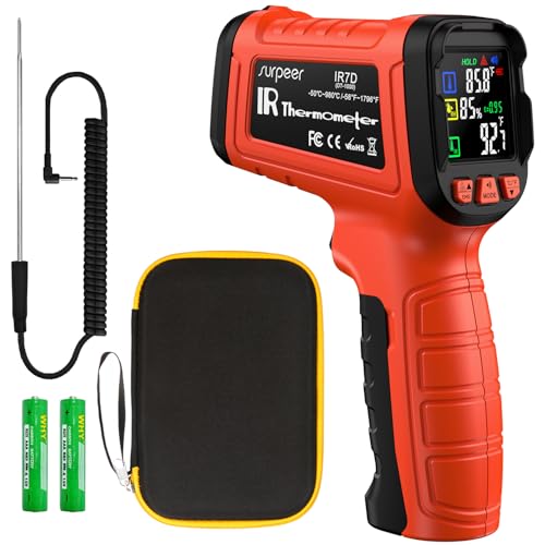 Infrared Thermometer Temperature Gun 1796°F 16:1 Laser - color: -58°F to 1796°F, Orange
